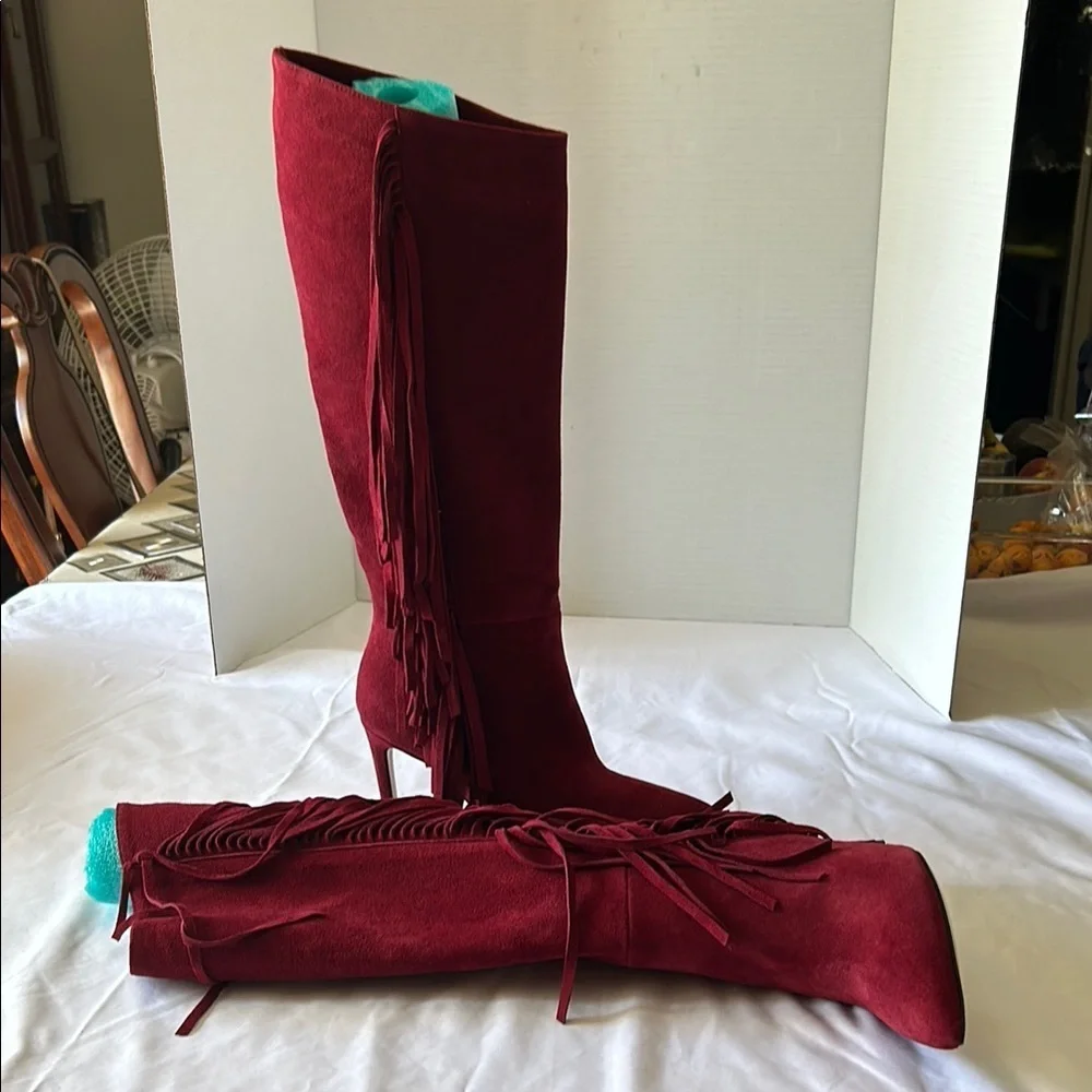 Vero Cuoio Red Over the Knee Boots Sleek Design